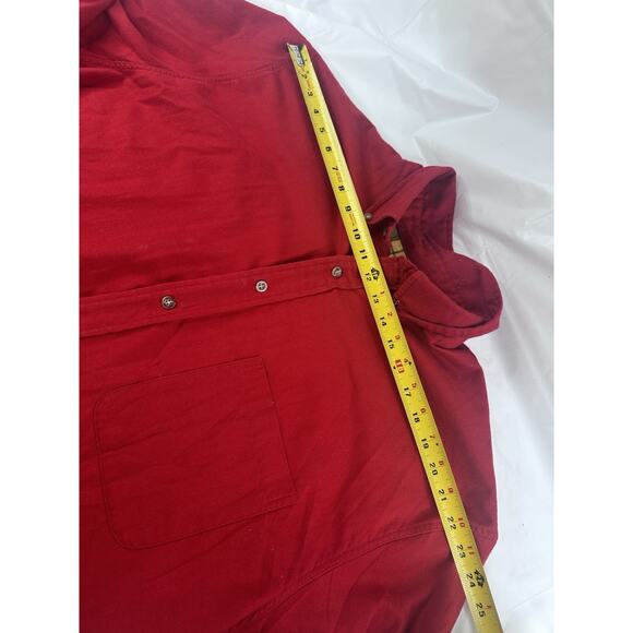 Eddie Bauer Men's XL Heavy Cotton Red Button Up Flap Front Pockets Cottagecore - Picture 11 of 11